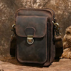 Riñonera Deportiva de Cuero Genuino - Bolso Mensajero Vertical para Hombre, Portátil y Elegante