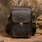 Riñonera Deportiva de Cuero Genuino - Bolso Mensajero Vertical para Hombre, Portátil y Elegante