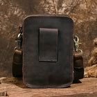 Riñonera Deportiva de Cuero Genuino - Bolso Mensajero Vertical para Hombre, Portátil y Elegante
