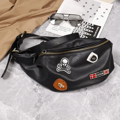 Riñonera Deportiva de Cuero Elegante - Pequeña Bolsa Pechera para Hombre