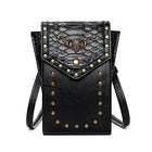 Riñonera Deportiva Gótica Punk de Cuero Negro con Tachuelas - Bolsa de Cadera Vintage Steampunk