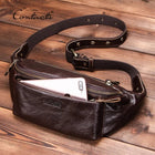 Riñonera Deportiva de Cuero Genuino Vintage para iPhone con Compartimento para Tarjetas