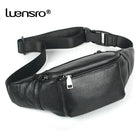 Riñonera Deportiva de Cuero Genuino para Hombre - Bolsa de Cintura Pequeña para Viajes y Teléfono