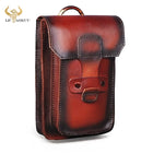 Riñonera Deportiva de Cuero para Hombre - Estilo Retro con Compartimento para Teléfono de 7 Pulgadas