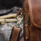 Riñonera de Cuero para Hombre - Bolso de Piel de Vestir Mini Marrón