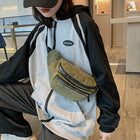 Riñonera Deportiva de Terciopelo para Mujer - Bolsa Pecho con Cremallera