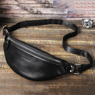 Riñonera de Viaje para Hombre de Cuero Genuino - Bolsa Multifuncional 3 en 1 para Cintura, Pecho y Banda