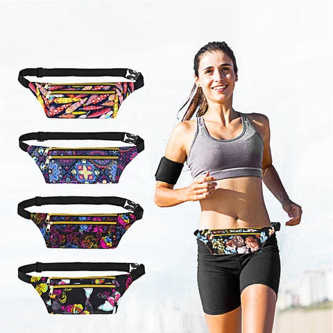 Riñonera Deportiva Impermeable con Estampado Floral - Bolsa de Cintura para Mujer
