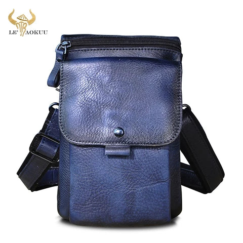 Riñonera Deportiva Azul Original de Cuero - Bolsa de Cintura Elegante y Funcional