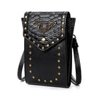 Riñonera Deportiva Gótica Punk de Cuero Negro con Tachuelas - Bolsa de Cadera Vintage Steampunk