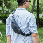 Riñonera Deportiva de Cuero Genuino - Marrón y Negro