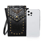 Riñonera Deportiva Gótica Punk de Cuero Negro con Tachuelas - Bolsa de Cadera Vintage Steampunk