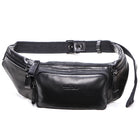 Riñonera de Cuero Genuino para Hombre - Bolso Pecho Pequeño para Viaje y Cartera para Tarjetas y Celular