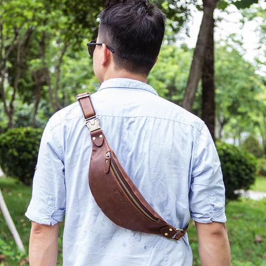 Riñonera de Cuero para Hombre - Bolsa de Cadera Grande y Elegante