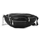 Riñonera de Cuero para Mujer - Bolso de Piel Negro Elegante y Versátil