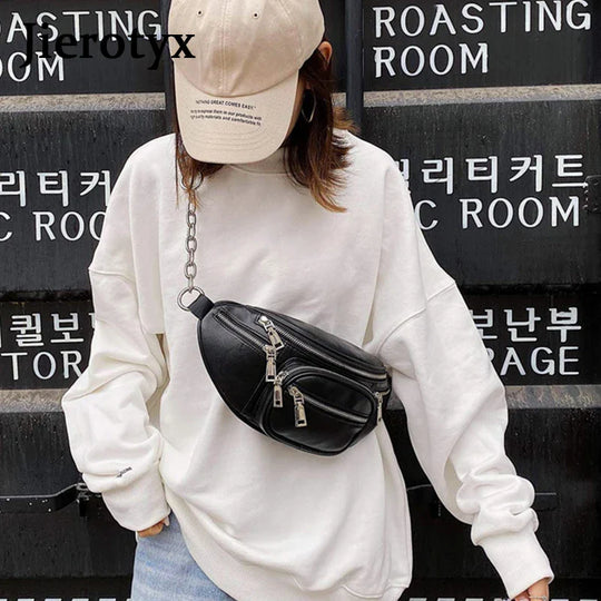 Riñonera de Cuero para Mujer  – Bolso de Cintura con Tachuelas Punk