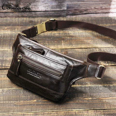 Riñonera Deportiva de Cuero Genuino para Hombre | CONTACT'S