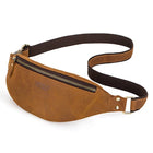 Riñonera de Cuero Genuino Crazy Horse para Hombre - Bolso Bandolera de Viaje con Compartimento para Móvil