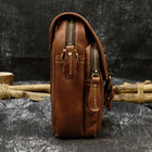 Riñonera de Cuero Genuino para Hombre - Bolso Bandolera Pequeña Multifuncional