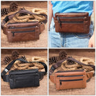 Riñonera de Cuero para Hombre - Bolsa de Cintura de Viaje Casual
