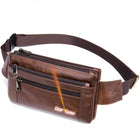 Riñonera de Cuero para Hombre - Bolsa de Cintura de Viaje Casual