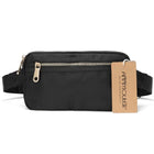Riñonera de Cintura para Mujer - Bolso Bandolera Grande de Nylon en Negro