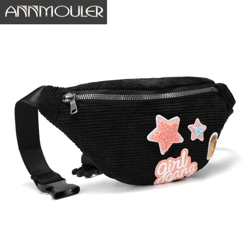 Riñonera Deportiva Annmouler: Bolsa de Cintura Patchwork de Vellón, 6 Colores