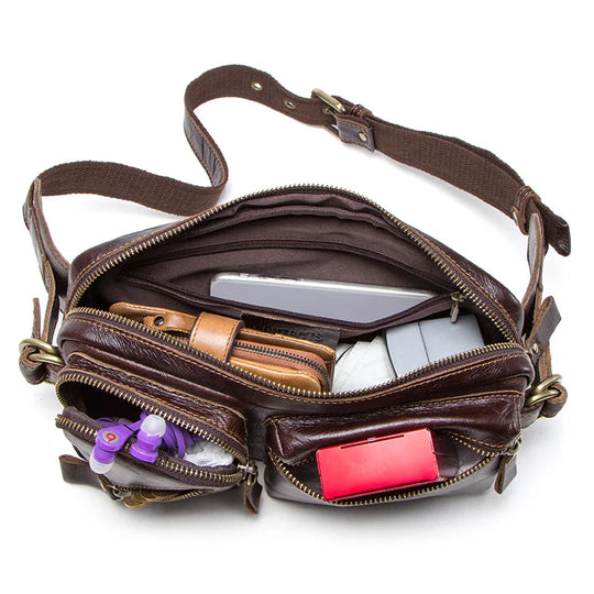 Riñonera de Cuero Genuino para Hombre - Bolsa de Cintura de Viaje Premium