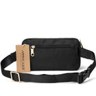Riñonera de Cintura para Mujer - Bolso Bandolera Grande de Nylon en Negro