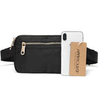 Riñonera de Cintura para Mujer - Bolso Bandolera Grande de Nylon en Negro