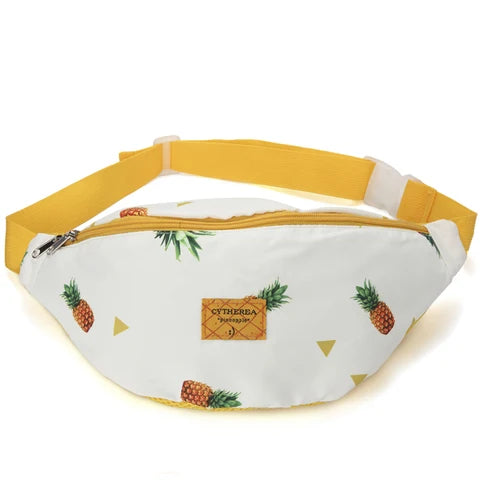 Вместительные Женские поясные сумки Annmouler, забавные хлопковые тканевые сумочки с принтом ананаса, нагрудная сумка на молнии, чехол для телефона на бедро