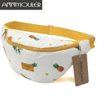 Riñonera Deportiva Annmouler - Bolsa de Cintura de Algodón con Estampado de Piña, Espaciosa y con Cremallera