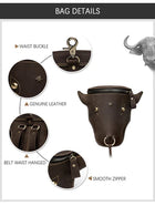 Riñonera Deportiva de Cuero Crazy Horse - Bolsa Retro para Viaje con Gancho para Teléfono