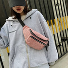 Riñonera Deportiva de Terciopelo para Mujer - Bolsa Pecho con Cremallera