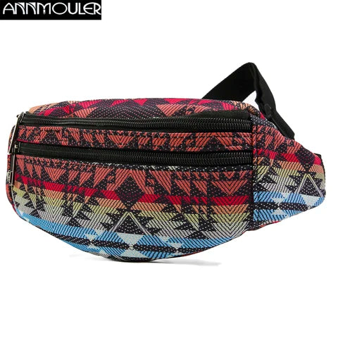 Riñonera Deportiva Bohemia con Estampado y Múltiples Bolsillos