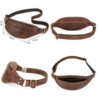 Riñonera de Cuero Genuino Crazy Horse para Hombre - Bolso Bandolera de Viaje con Compartimento para Móvil