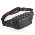 Riñonera Deportiva de Cuero Genuino para Hombre - Bolsa de Cintura Pequeña para Viajes y Teléfono