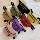 Riñonera Deportiva de Terciopelo para Mujer - Bolsa Pecho con Cremallera