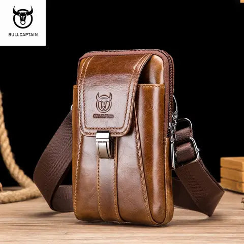 Riñonera Deportiva de Cuero Genuino Vintage - Bolsa Banana para Viajes y Uso Diario