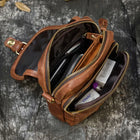 Riñonera de Cuero Genuino para Hombre - Bolso Bandolera Pequeña Multifuncional