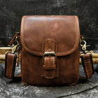 Riñonera de Cuero para Hombre - Bolso de Piel de Vestir Mini Marrón