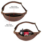 Riñonera de Cuero Genuino Crazy Horse para Hombre - Bolso Bandolera de Viaje con Compartimento para Móvil