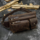 Riñonera de Cuero Genuino para Hombre - Bolso Cinturón Multifuncional con Compartimentos para Cigarrillos, Teléfono y Cartera