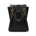 Riñonera Deportiva Gótica Punk de Cuero Negro con Tachuelas - Bolsa de Cadera Vintage Steampunk