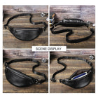 Riñonera de Viaje para Hombre de Cuero Genuino - Bolsa Multifuncional 3 en 1 para Cintura, Pecho y Banda