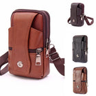 Riñonera Deportiva de Cuero Marrón Grande para Hombre - Bolso Cruzado y Cinturón