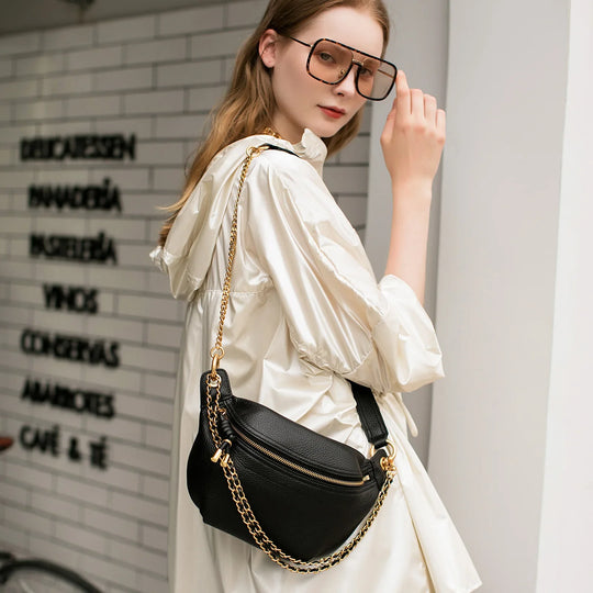 Riñonera de Cuero Genuino para Mujer - Bolso Cinturón Elegante y Versátil