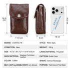 Riñonera de Cuero Genuino para Hombre - Bolsa de Cintura de Lujo con Funda para iPhone Pro Max