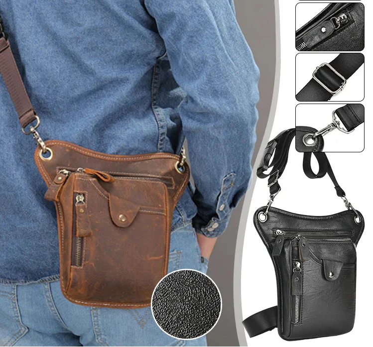 Riñonera de Cuero Vintage para Mujer - Bolsa Multifuncional de Cintura y Pierna para Moto