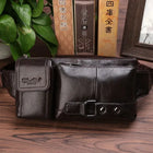 Riñonera Deportiva de Cuero Genuino para Hombre - Bolso Bandolera Ajustable